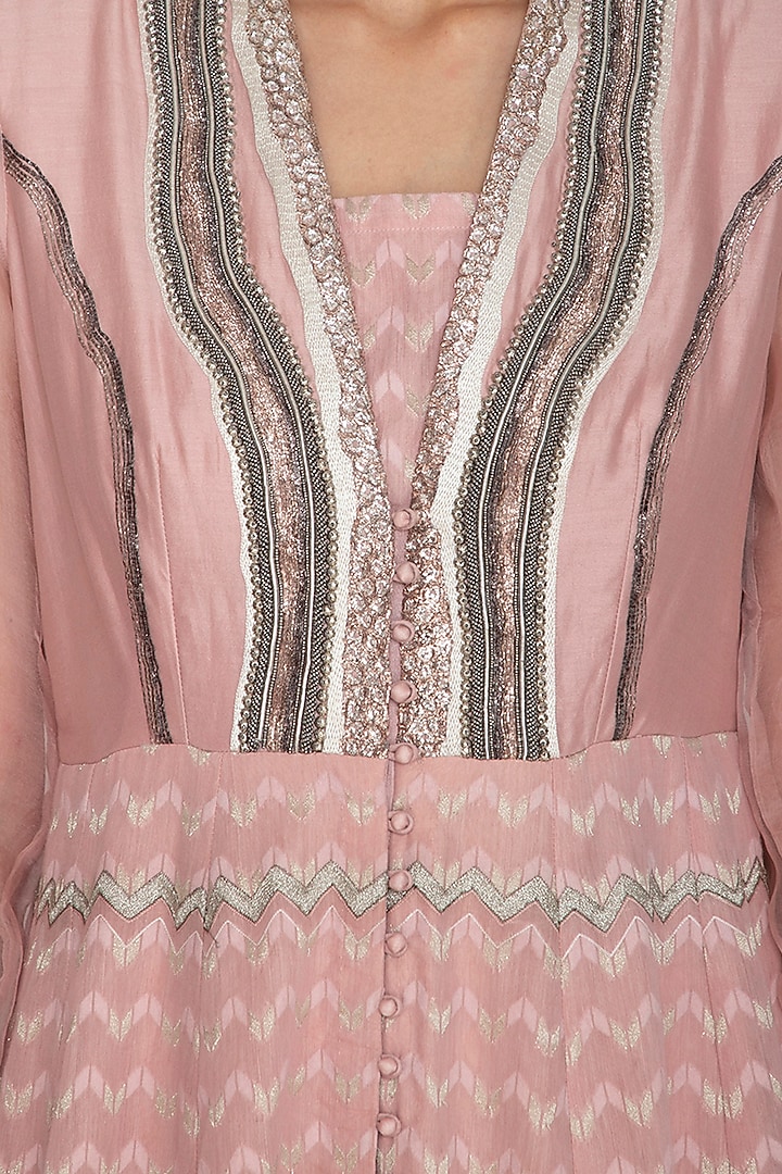 Blush Pink Embroidered Wedding Anarkali Set by Breathe By Aakanksha Singh at Pernia's Pop Up Shop
