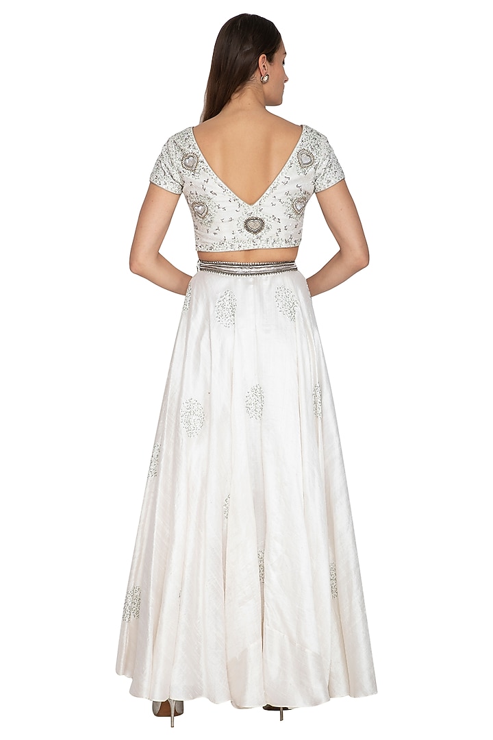 White Chanderi Embellished Wedding Lehenga Set by Breathe By Aakanksha Singh at Pernia's Pop Up Shop