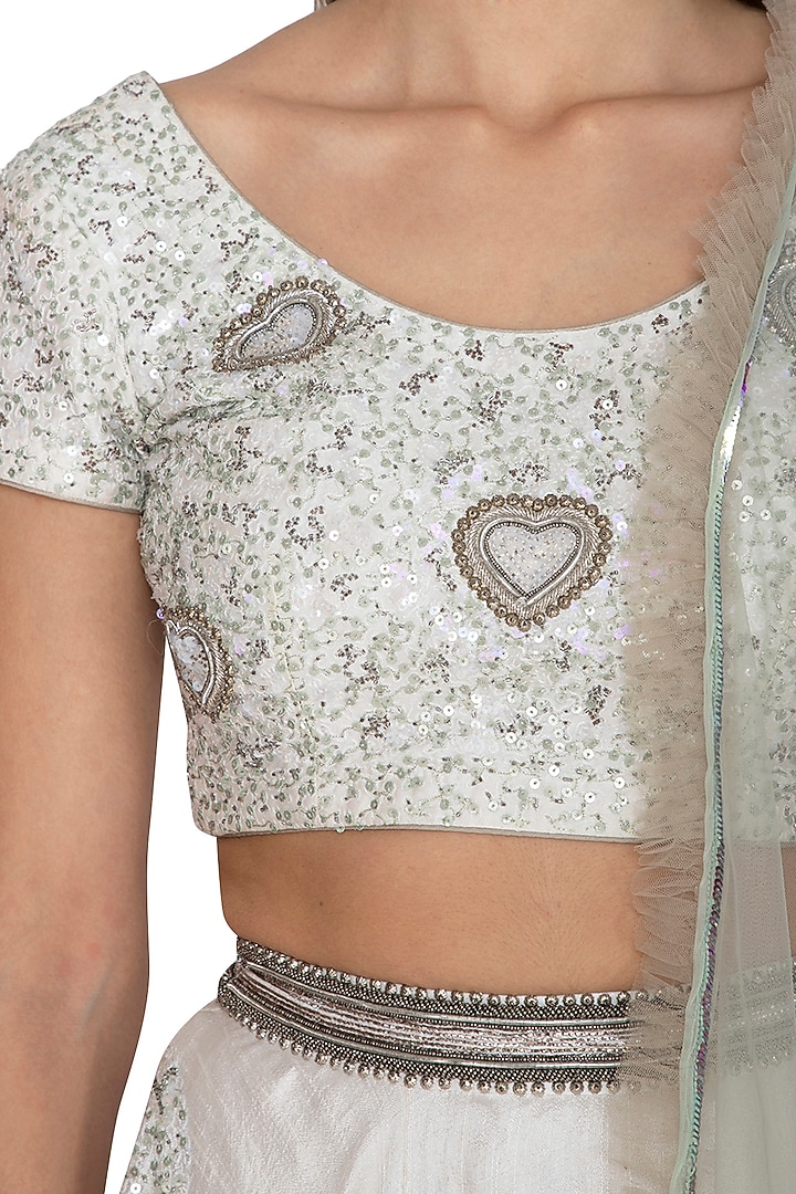 White Chanderi Embellished Wedding Lehenga Set by Breathe By Aakanksha Singh at Pernia's Pop Up Shop