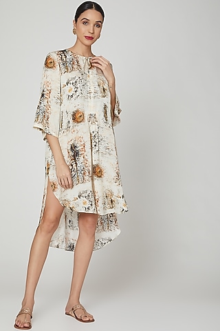 Brown & Beige Printed Tunic by Breathe By Aakanksha Singh