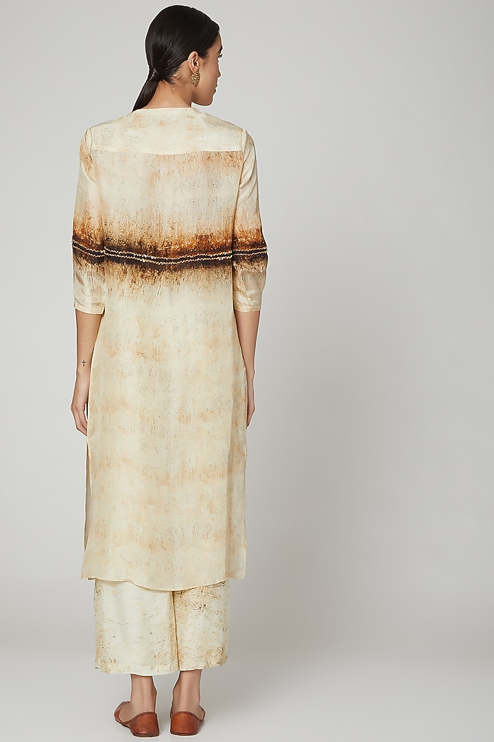 Beige & Brown Printed Tunic With Pants by Breathe By Aakanksha Singh at Pernia's Pop Up Shop