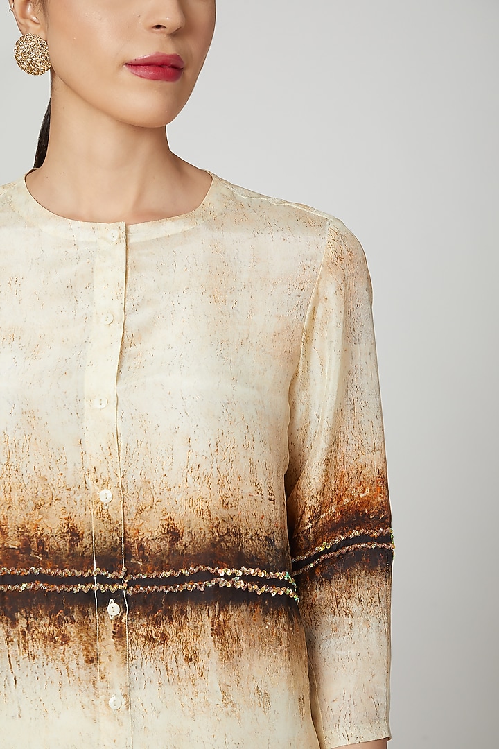 Beige & Brown Printed Tunic With Pants by Breathe By Aakanksha Singh at Pernia's Pop Up Shop