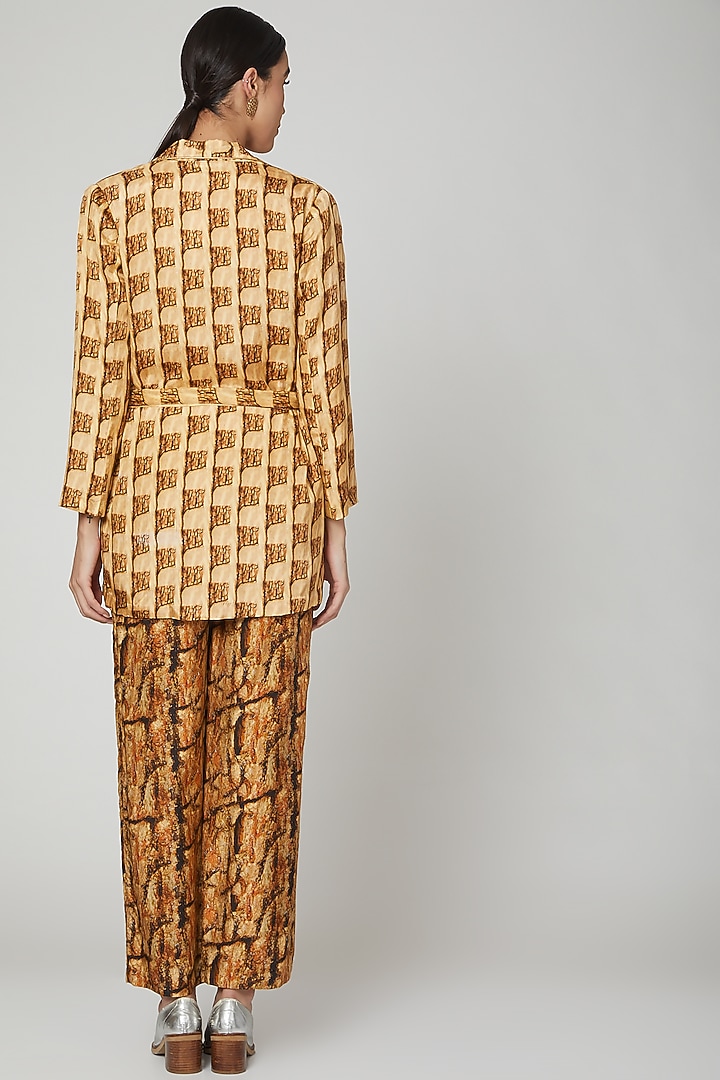 Gold Digital Printed Jacket Set by Breathe By Aakanksha Singh at Pernia's Pop Up Shop