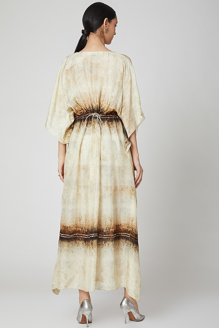 Beige & Brown Printed Kaftan by Breathe By Aakanksha Singh at Pernia's Pop Up Shop