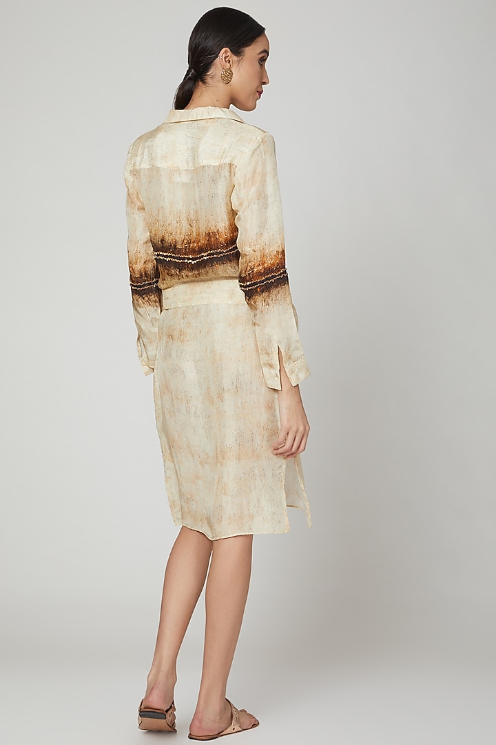 Beige & Brown Printed Tunic by Breathe By Aakanksha Singh at Pernia's Pop Up Shop