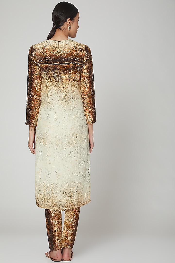 Beige & Brown Printed Kurta Set by Breathe By Aakanksha Singh at Pernia's Pop Up Shop