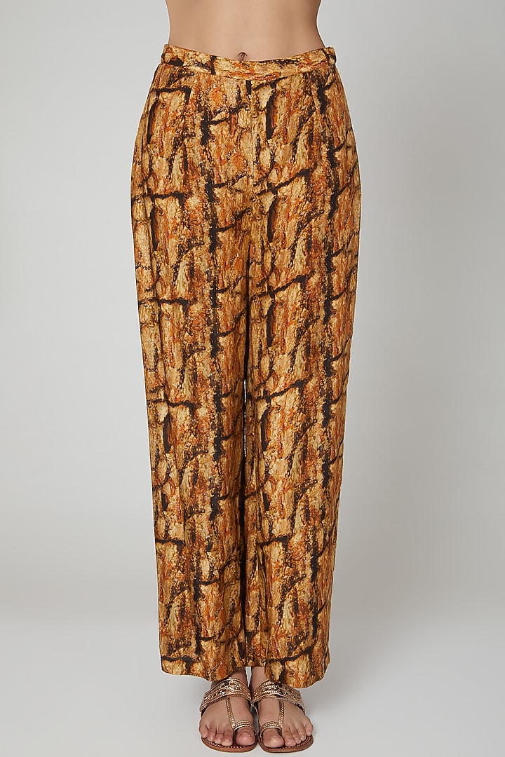 Gold & Brown Printed Kurta With Pants by Breathe By Aakanksha Singh at Pernia's Pop Up Shop