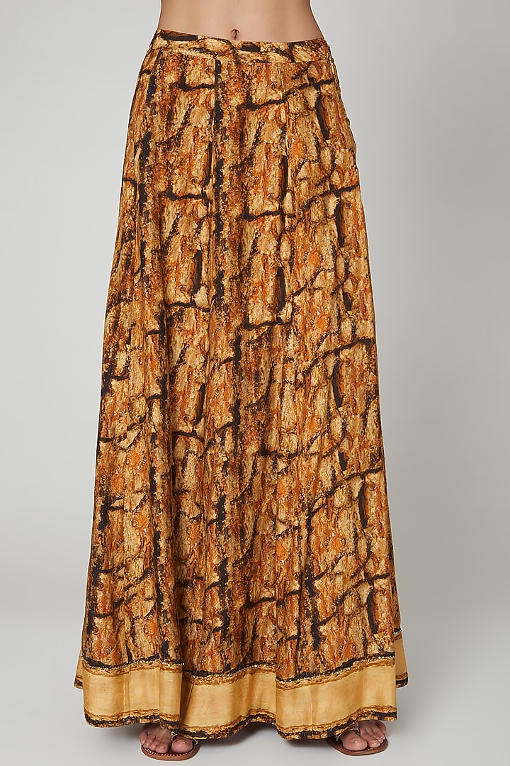 Gold & Brown Digital Printed Skirt Set by Breathe By Aakanksha Singh at Pernia's Pop Up Shop