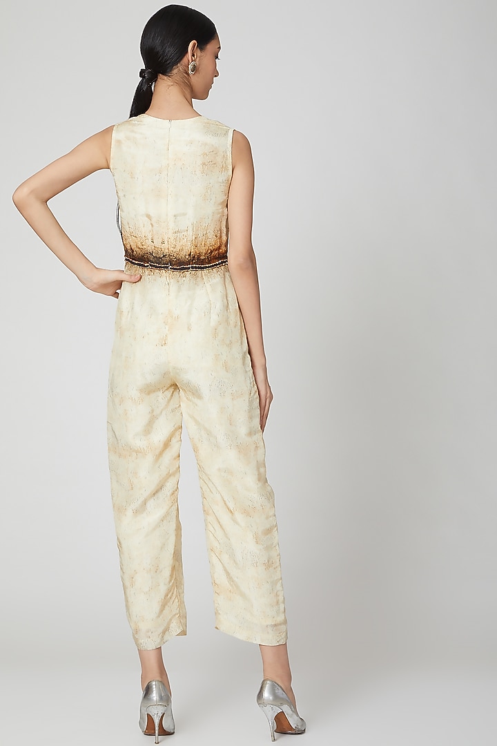 Beige & Brown Printed Jumpsuit by Breathe By Aakanksha Singh at Pernia's Pop Up Shop