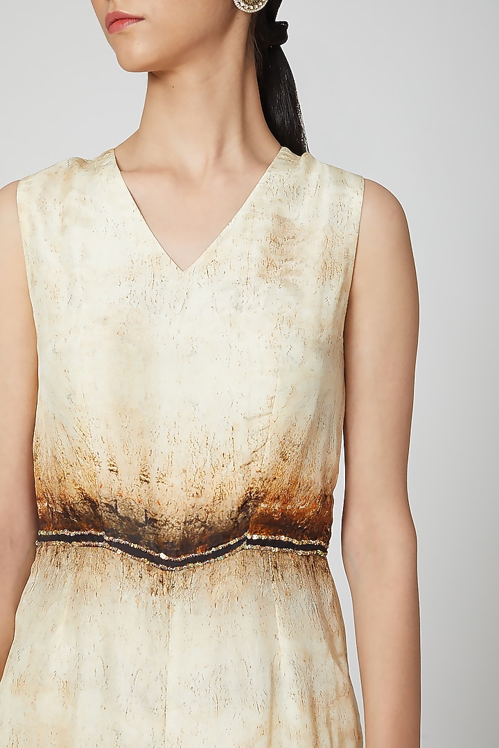 Beige & Brown Printed Jumpsuit by Breathe By Aakanksha Singh at Pernia's Pop Up Shop