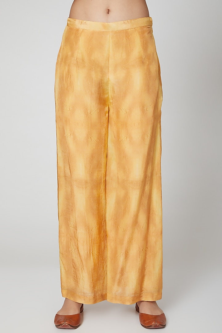 Gold Habutai Silk & Uppada Silk Pant Set by Breathe By Aakanksha Singh at Pernia's Pop Up Shop