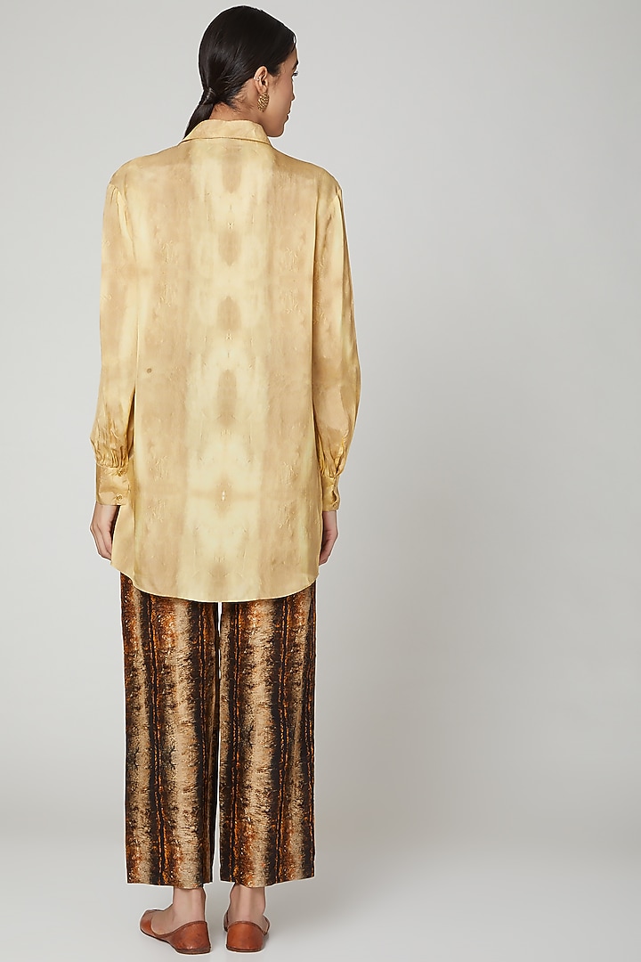 Gold Shirt With Brown Pants by Breathe By Aakanksha Singh at Pernia's Pop Up Shop
