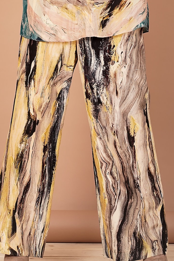 Multi-Colored Hand Painted Uppada Silk Printed Co-Ord Set by Breathe By Aakanksha Singh at Pernia's Pop Up Shop