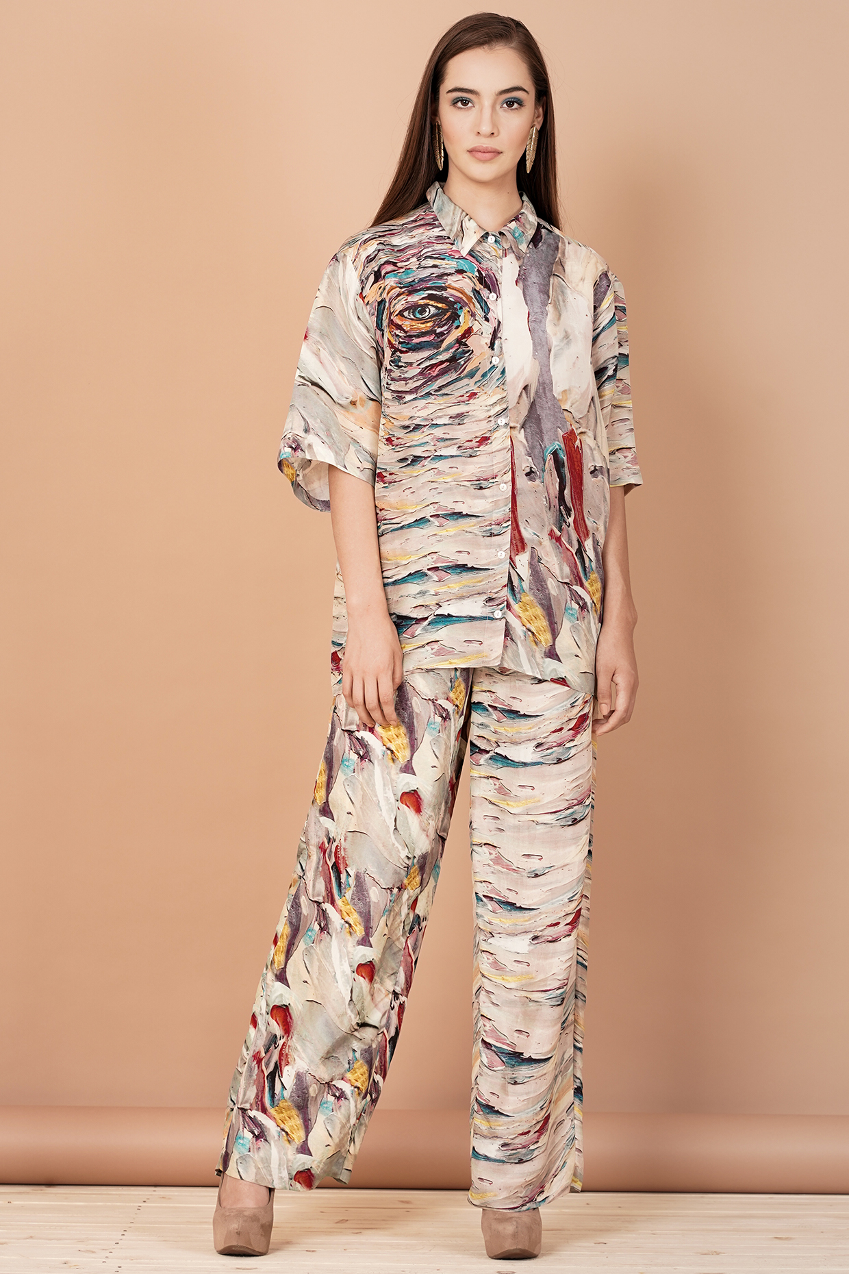 Multi-Coloured Printed Shirt Tunic Set by Breathe By Aakanksha Singh at Pernia's Pop Up Shop