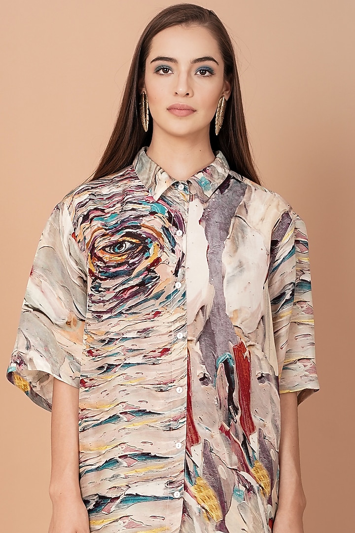 Multi-Coloured Printed Shirt Tunic Set by Breathe By Aakanksha Singh at Pernia's Pop Up Shop