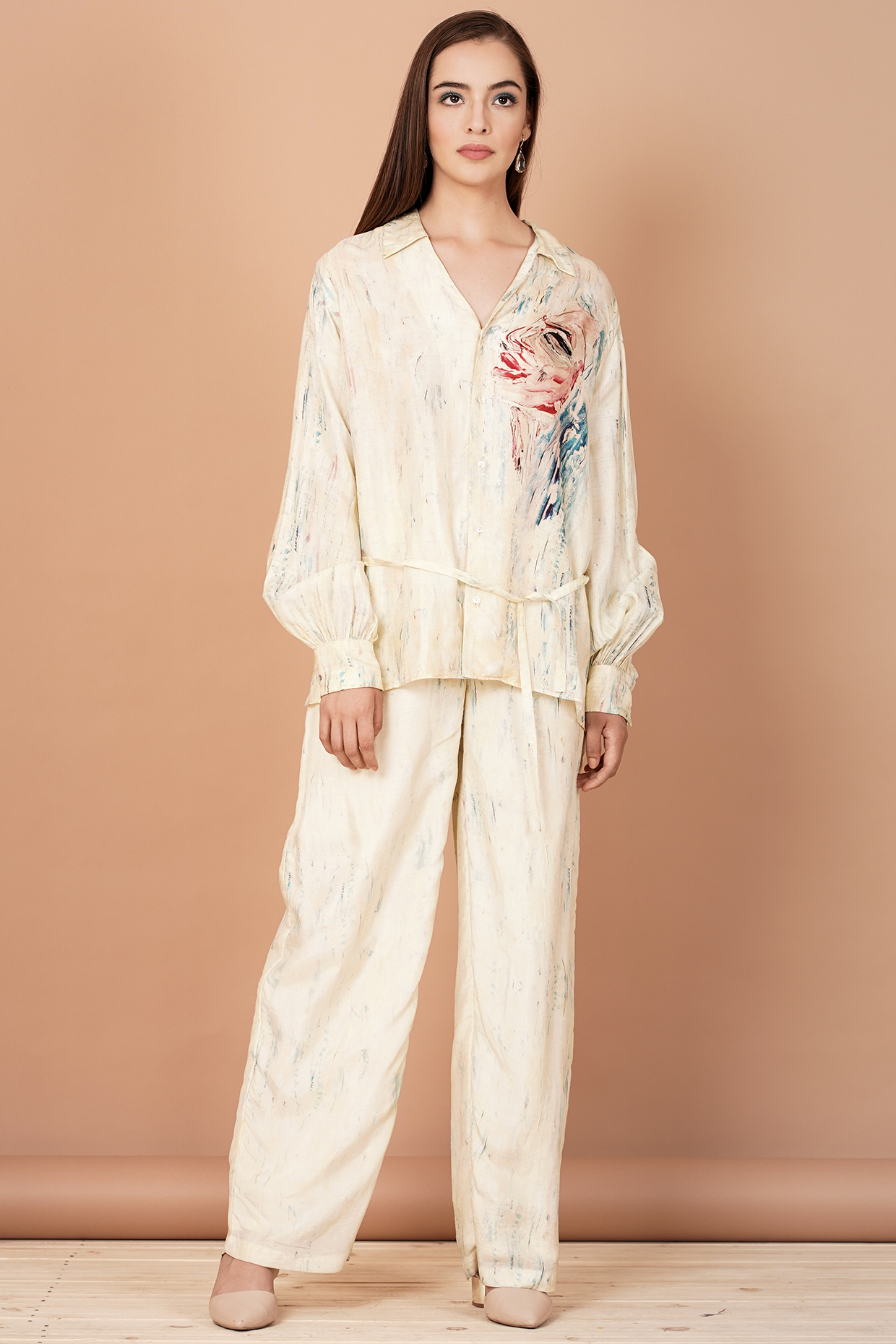 Off-White Printed Tunic Set by Breathe By Aakanksha Singh at Pernia's Pop Up Shop