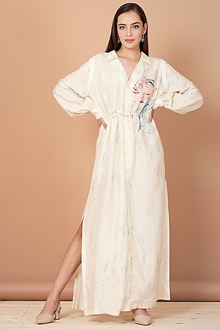 Off-White Printed Kaftan  by Breathe By Aakanksha Singh