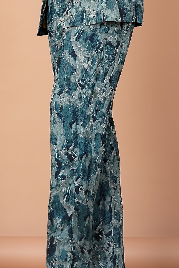 Teal Blue Printed Pant Set by Breathe By Aakanksha Singh at Pernia's Pop Up Shop