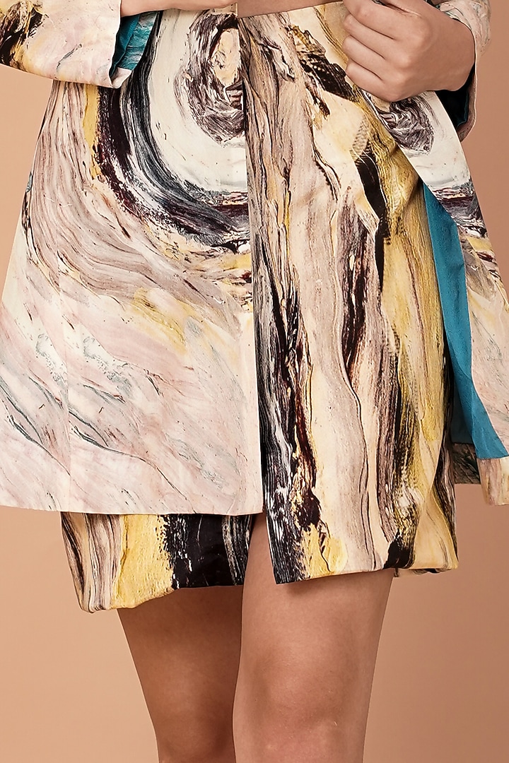 Multi-Coloured Uppada Silk Printed Jacket Set by Breathe By Aakanksha Singh at Pernia's Pop Up Shop