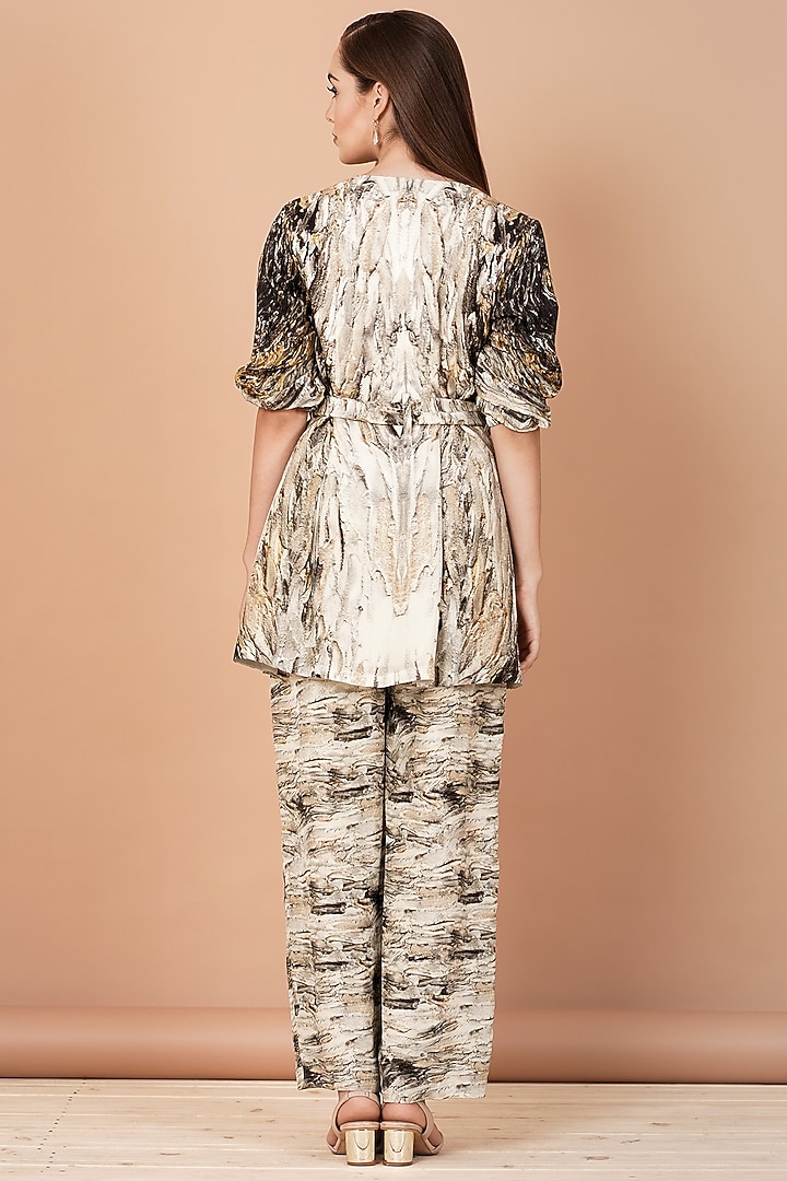 Grey Hand-Painted Jacket Set by Breathe By Aakanksha Singh at Pernia's Pop Up Shop