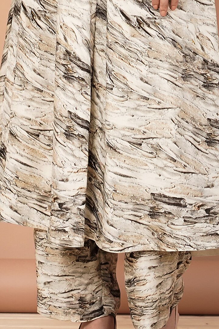 Grey Hand-Painted Long Jacket Set by Breathe By Aakanksha Singh at Pernia's Pop Up Shop