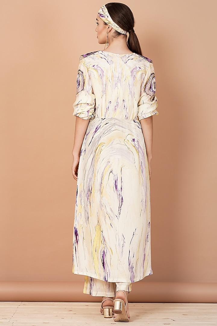 Multi-Colored Upada Silk Hand Painted Co-Ord Set by Breathe By Aakanksha Singh at Pernia's Pop Up Shop