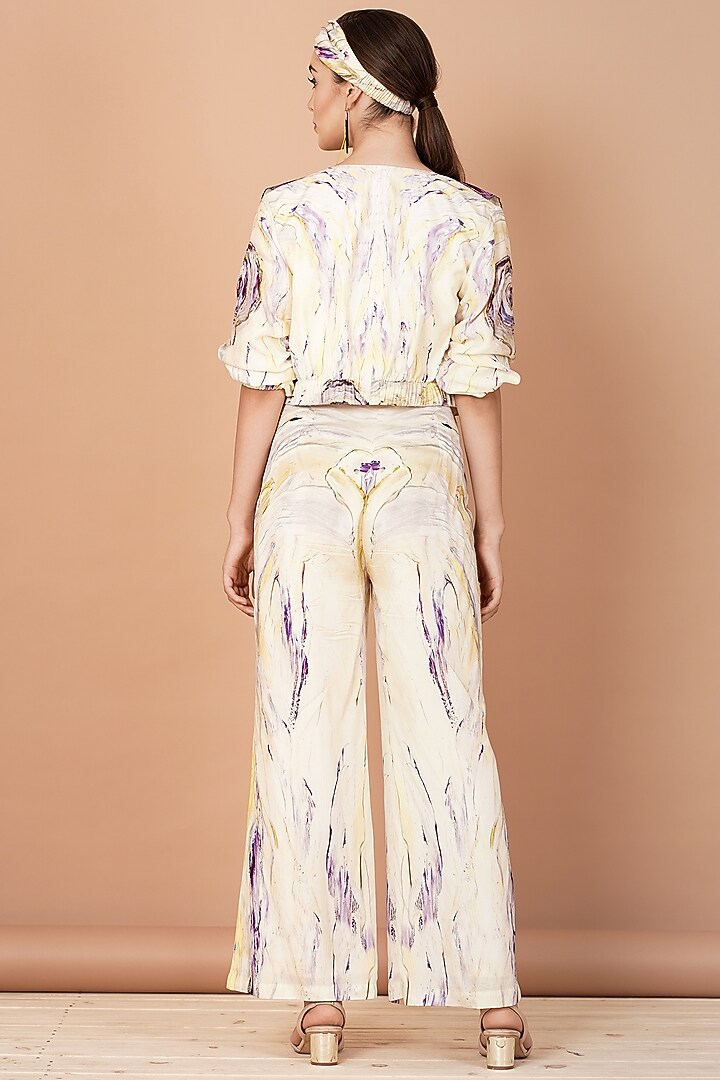 Multi-Colored Hand Painted Uppada Silk Printed Pant Set by Breathe By Aakanksha Singh at Pernia's Pop Up Shop