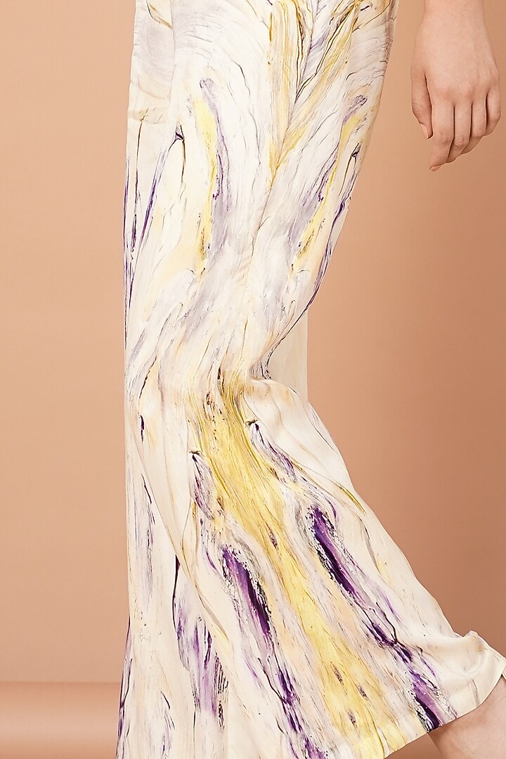 Multi-Colored Hand Painted Uppada Silk Printed Pant Set by Breathe By Aakanksha Singh at Pernia's Pop Up Shop