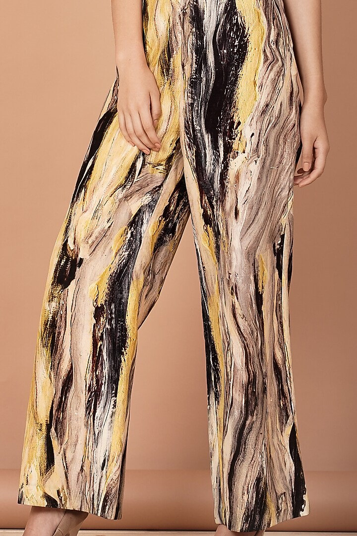 Multi-Colored Hand Painted Uppada Silk Printed Pant Set by Breathe By Aakanksha Singh at Pernia's Pop Up Shop