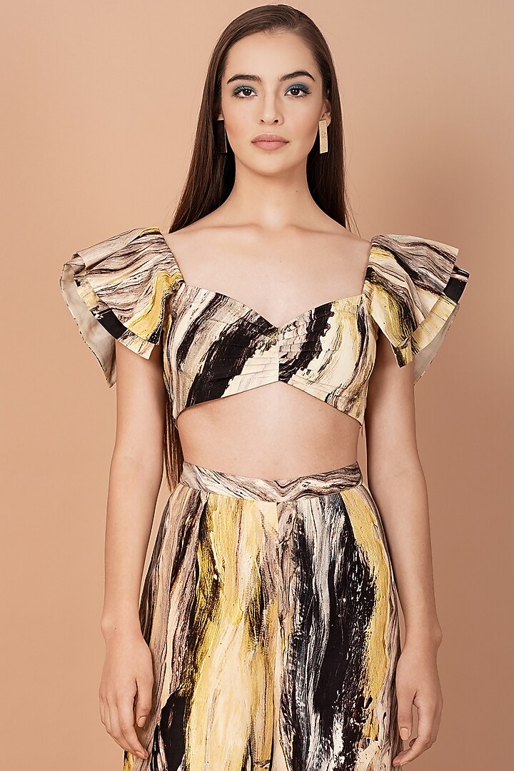 Multi-Colored Hand Painted Uppada Silk Printed Pant Set by Breathe By Aakanksha Singh at Pernia's Pop Up Shop