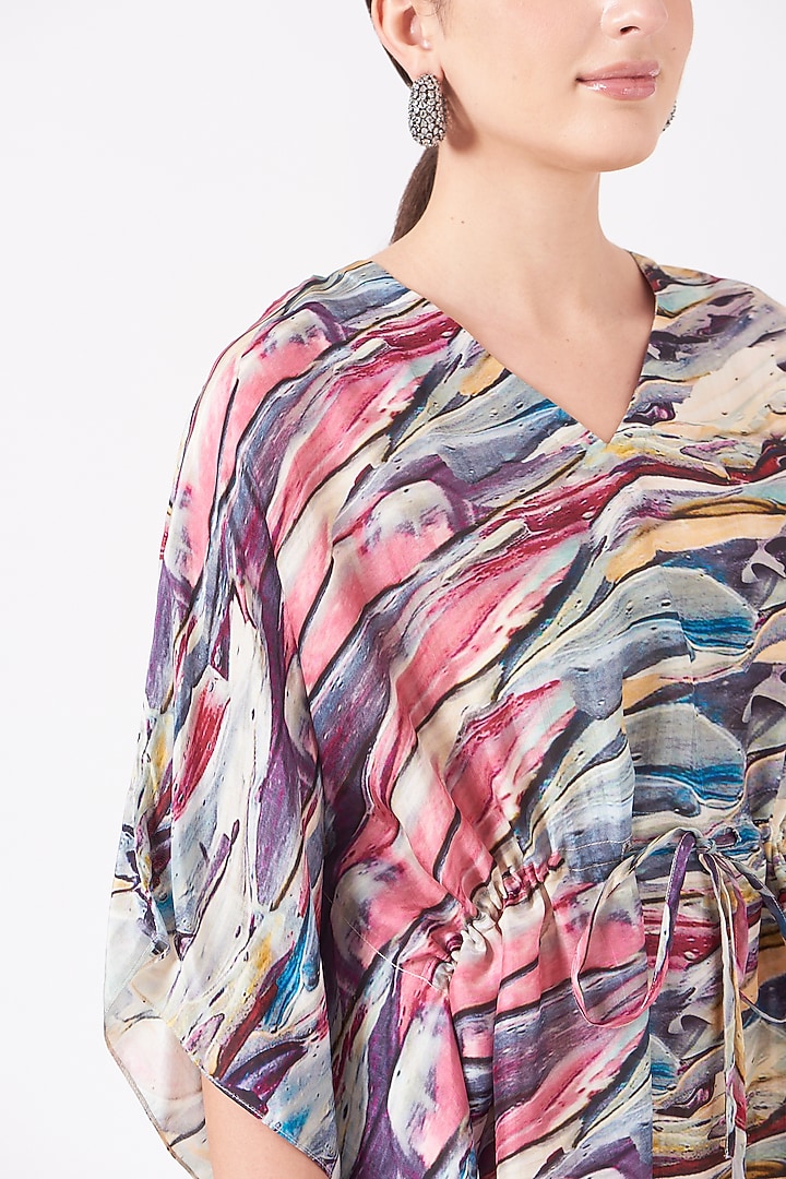Multi-Colored Digital Printed Short Kaftan by Breathe By Aakanksha Singh at Pernia's Pop Up Shop