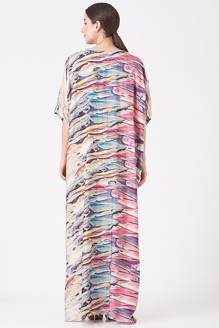 Multi-Colored Digital Printed Long Kaftan by Breathe By Aakanksha Singh at Pernia's Pop Up Shop