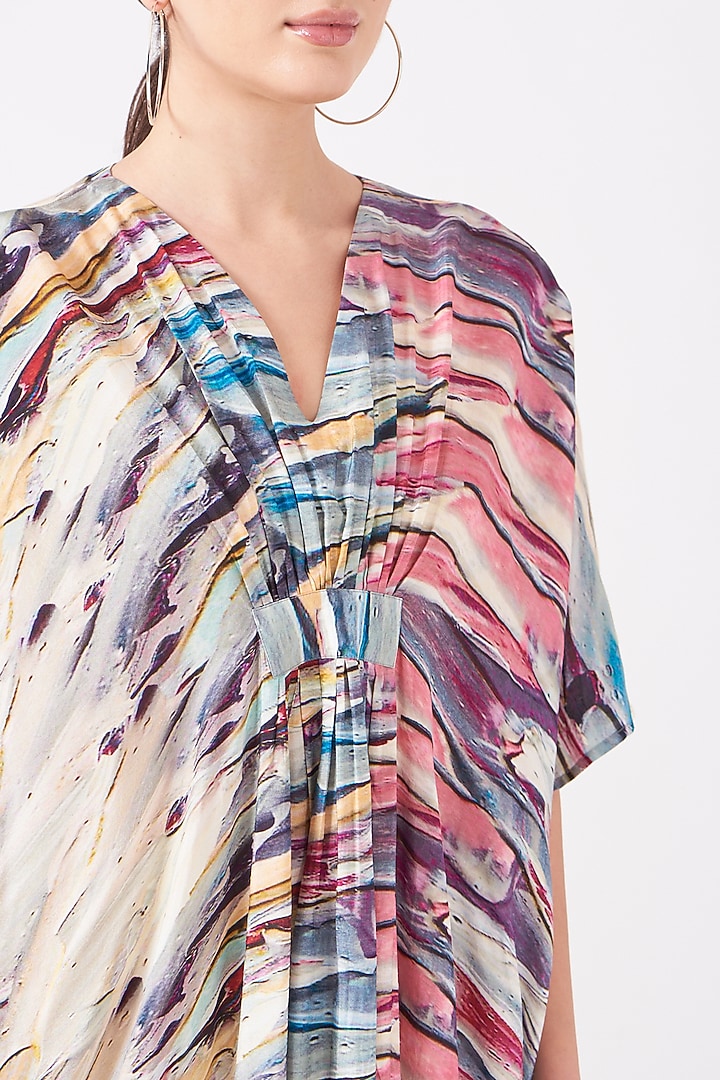 Multi-Colored Digital Printed Long Kaftan by Breathe By Aakanksha Singh at Pernia's Pop Up Shop