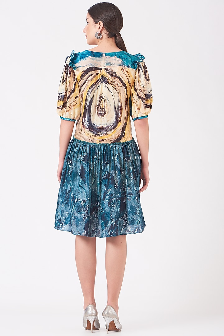 Off-White Uppada Silk Digital Printed A-Line Vacation Dress by Breathe By Aakanksha Singh at Pernia's Pop Up Shop