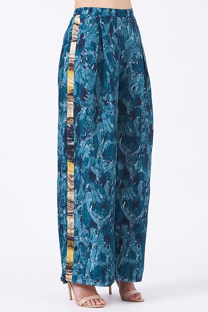 Aster Blue & Yellow Upada Silk Digital Printed Co-Ord Set by Breathe By Aakanksha Singh at Pernia's Pop Up Shop