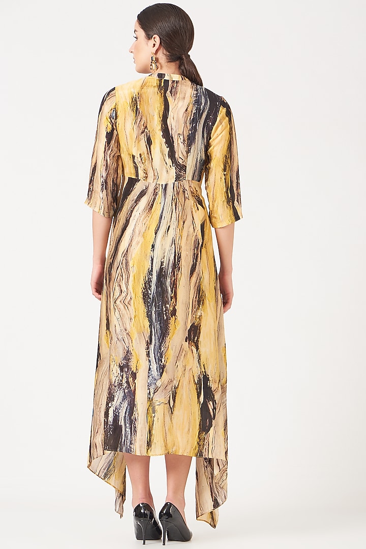 Pale Yellow Digital Printed A-Line Vacation Dress by Breathe By Aakanksha Singh at Pernia's Pop Up Shop