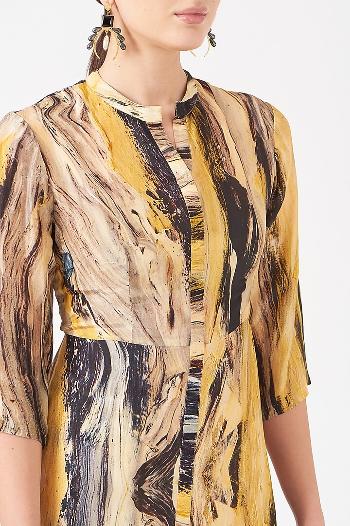 Pale Yellow Digital Printed A-Line Vacation Dress by Breathe By Aakanksha Singh at Pernia's Pop Up Shop