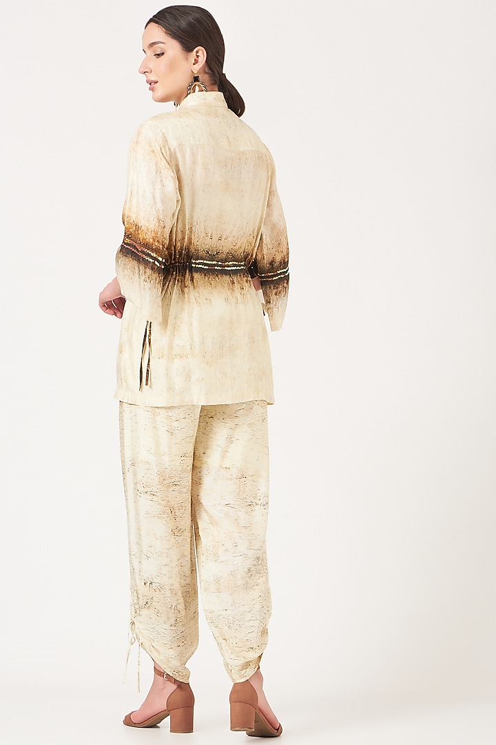 Beige Digital Printed Straight Pant Set by Breathe By Aakanksha Singh at Pernia's Pop Up Shop