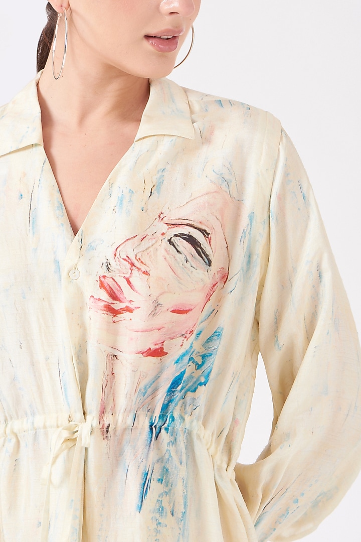 Off-White Digital Printed Kaftan Tunic by Breathe By Aakanksha Singh at Pernia's Pop Up Shop
