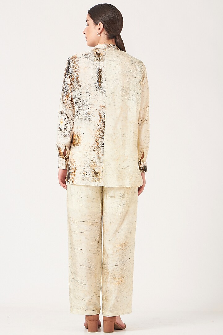 Beige Printed Straight Pant Set by Breathe By Aakanksha Singh at Pernia's Pop Up Shop