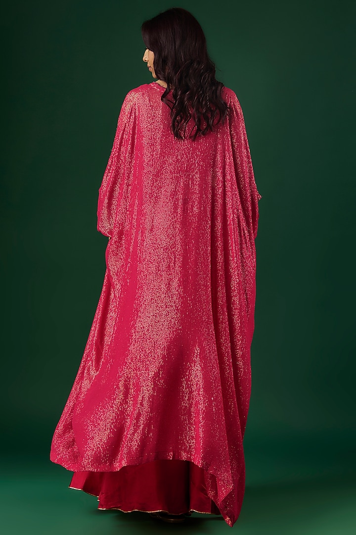 Fuchsia Red Silk Wedding Sharara Set by Breathe By Aakanksha Singh at Pernia's Pop Up Shop