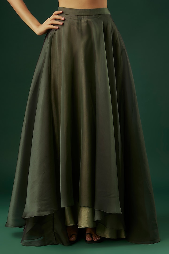 Green Organza Wedding Lehenga Set by Breathe By Aakanksha Singh at Pernia's Pop Up Shop