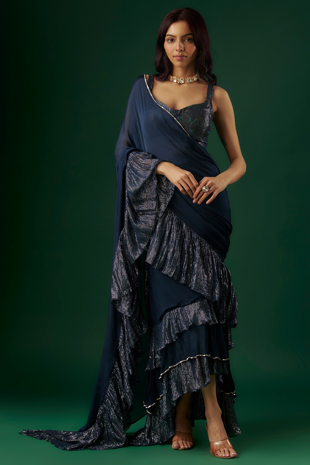 Designer Embroidered Shimmer Georgette Saree - db20939