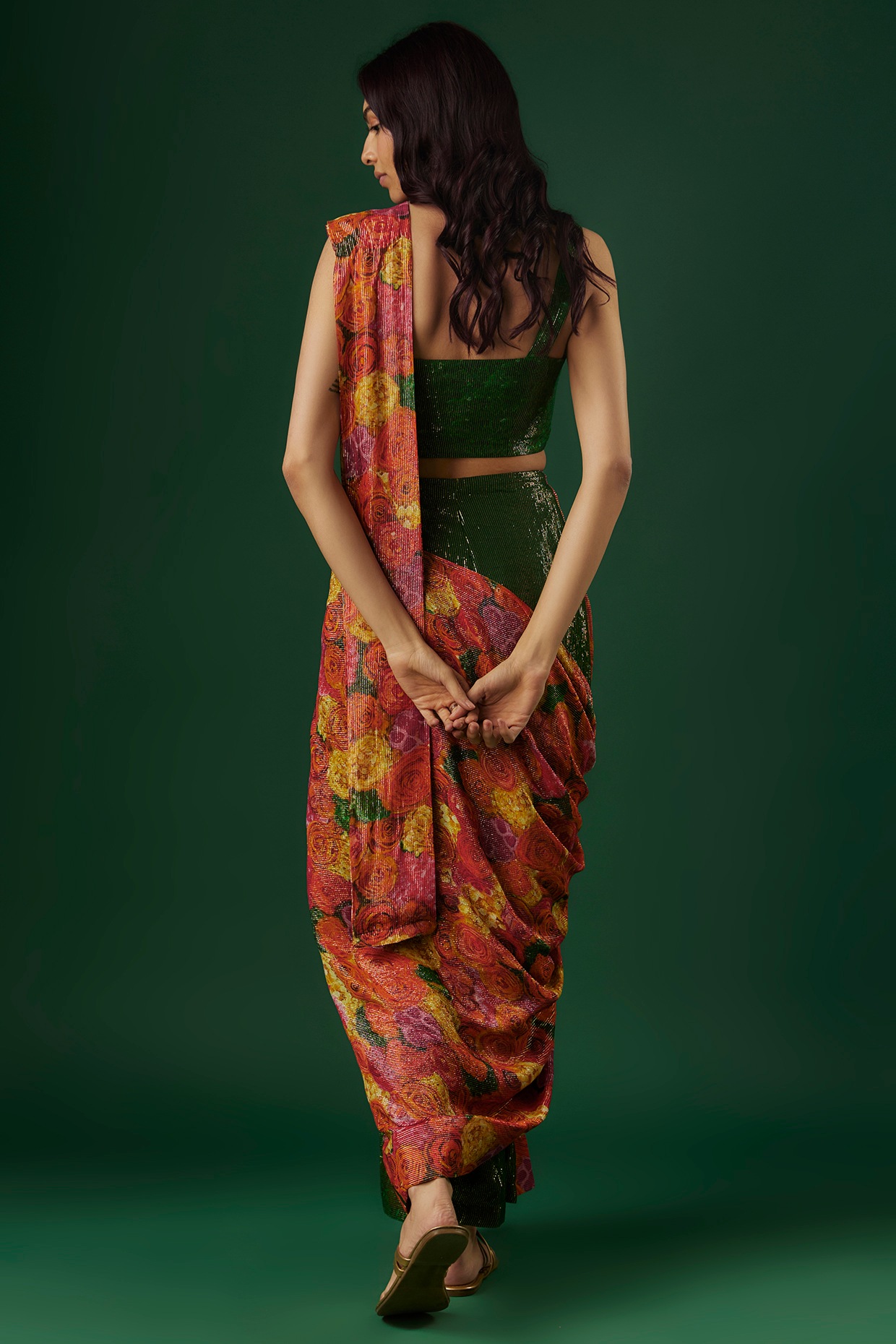 Exquisite Lavender Chikankari Pre-Pleated Saree with Designer Stitched