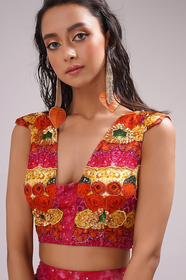 Pink Upada Silk Floral Printed Kalidar Skirt Set by Breathe By Aakanksha Singh at Pernia's Pop Up Shop