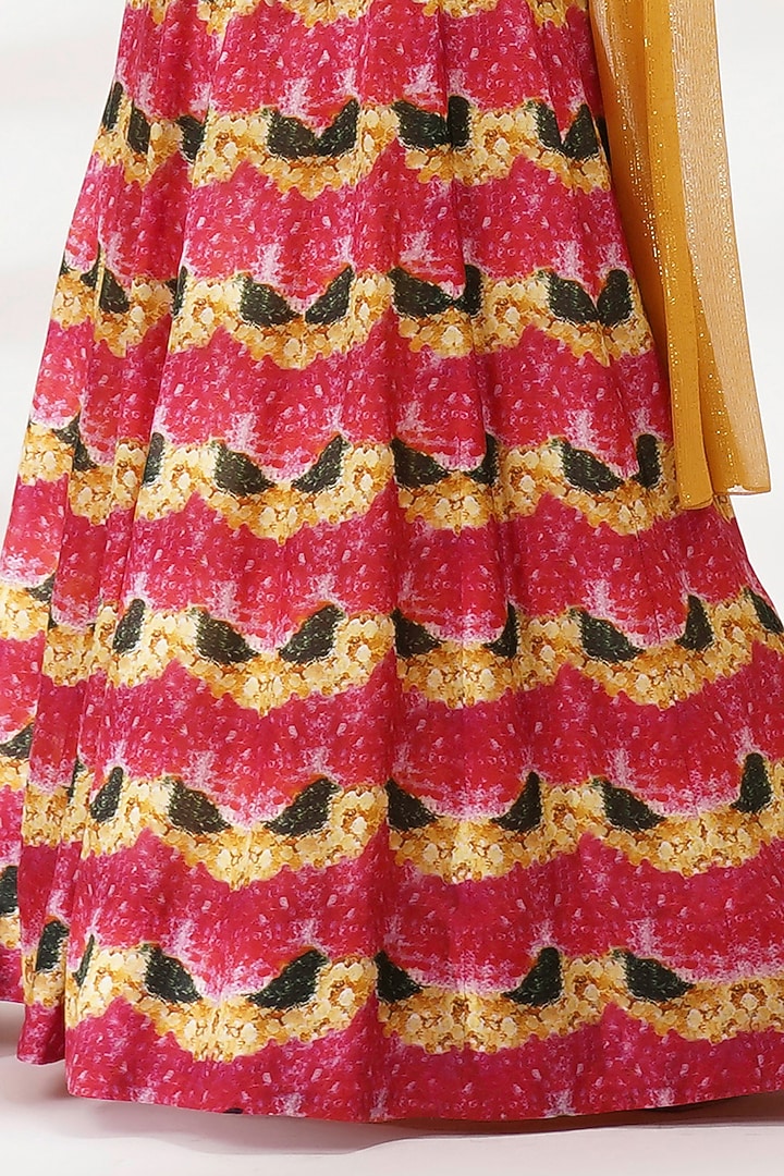 Pink Upada Silk Floral Printed Wedding Lehenga Set by Breathe By Aakanksha Singh at Pernia's Pop Up Shop