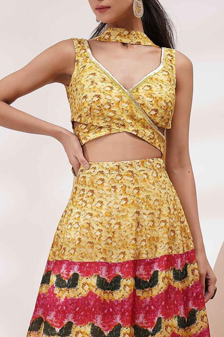 Pink Upada Silk Floral Printed Wedding Lehenga Set by Breathe By Aakanksha Singh at Pernia's Pop Up Shop