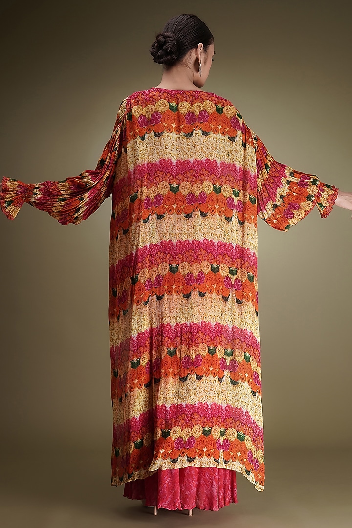 Pink Chinon Floral Printed Asymmetric Tunic Set by Breathe By Aakanksha Singh at Pernia's Pop Up Shop