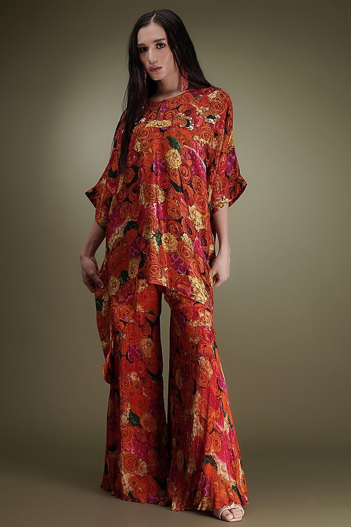 Multi-Colored Chinon Floral Printed Party Wear Sharara Set by Breathe By Aakanksha Singh at Pernia's Pop Up Shop