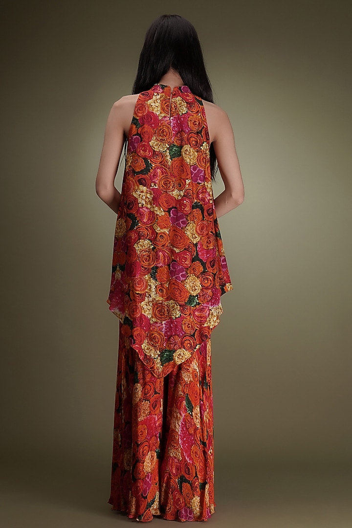 Multi-Colored Chinon Floral Printed Party Wear Sharara Set by Breathe By Aakanksha Singh at Pernia's Pop Up Shop